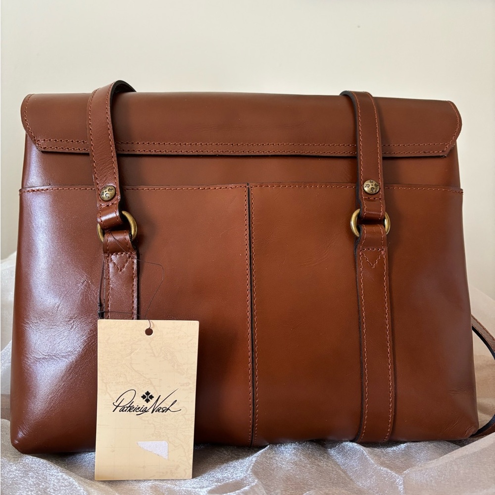 Patricia Nash Tan Leather Briefcase style Tote bag Heritage Amersham - Picture 6 of 16